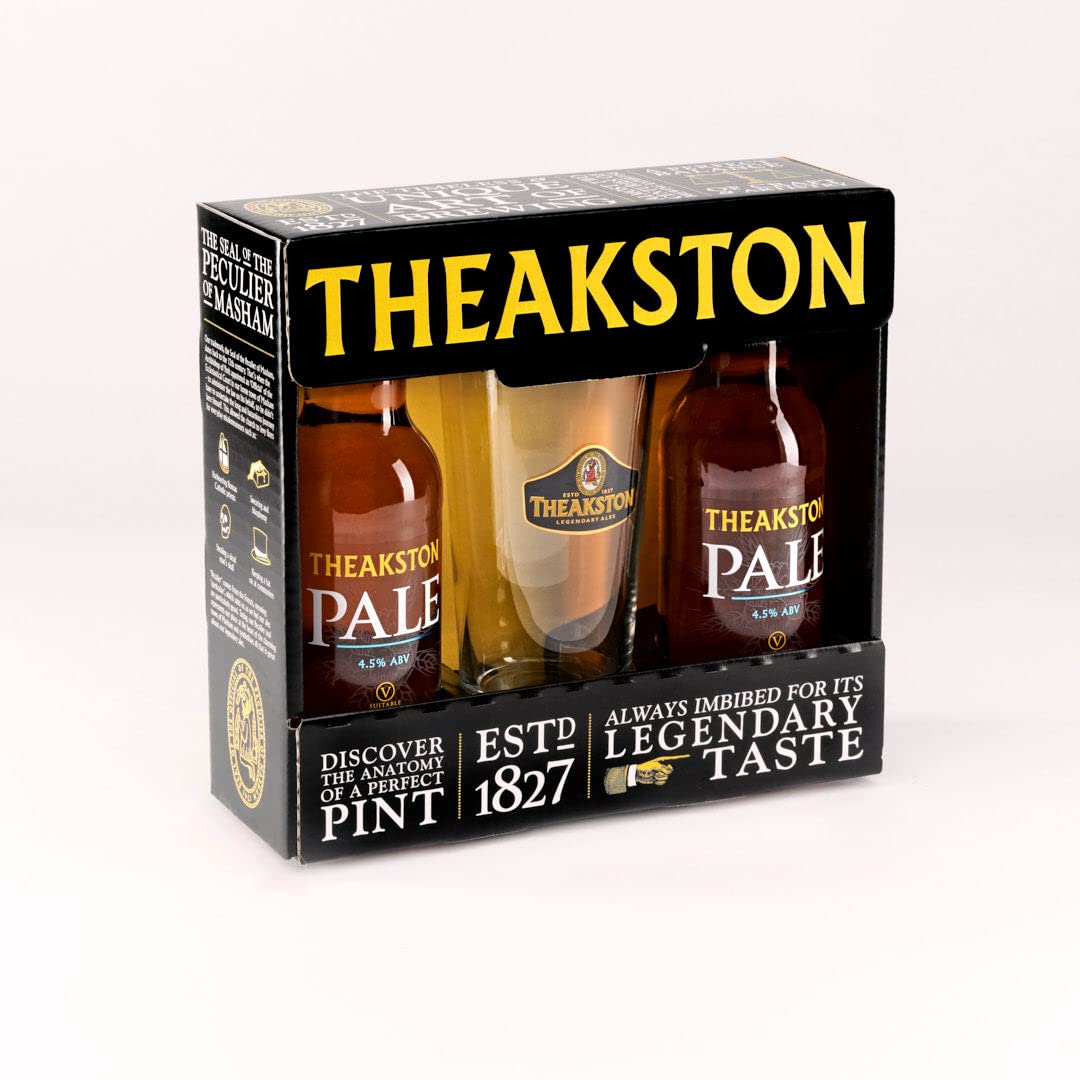 Theakstons Pale Ale Birthday Gift Set For Men and Women | 2 x 500ml Beer Bottles with 1 x Engraved Pint Glass | 4.5% ABV | A New World Pale Ale Multipack