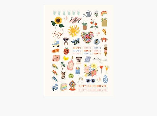 Miniatura 4 de RIFLE PAPER CO. Juego de calcomanías para planificador, 3 hojas de calcomanías (130 en total), decorar cuadernos, agendas, regalos o sobres, diseños