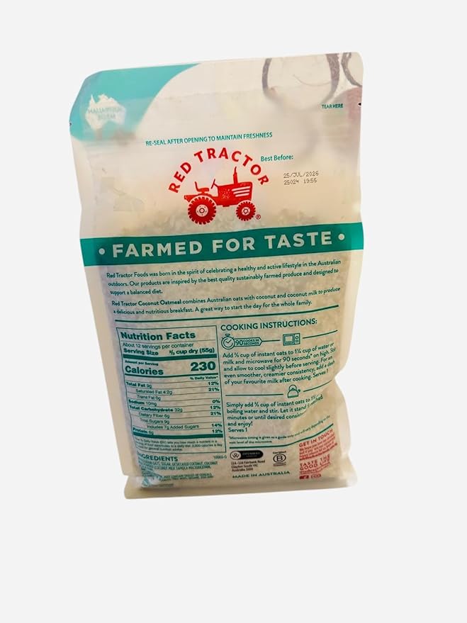 Red Tractor Avena Cremosa Sabor Coco, Hecho en Australia, Alto en Fibra miniatura 2