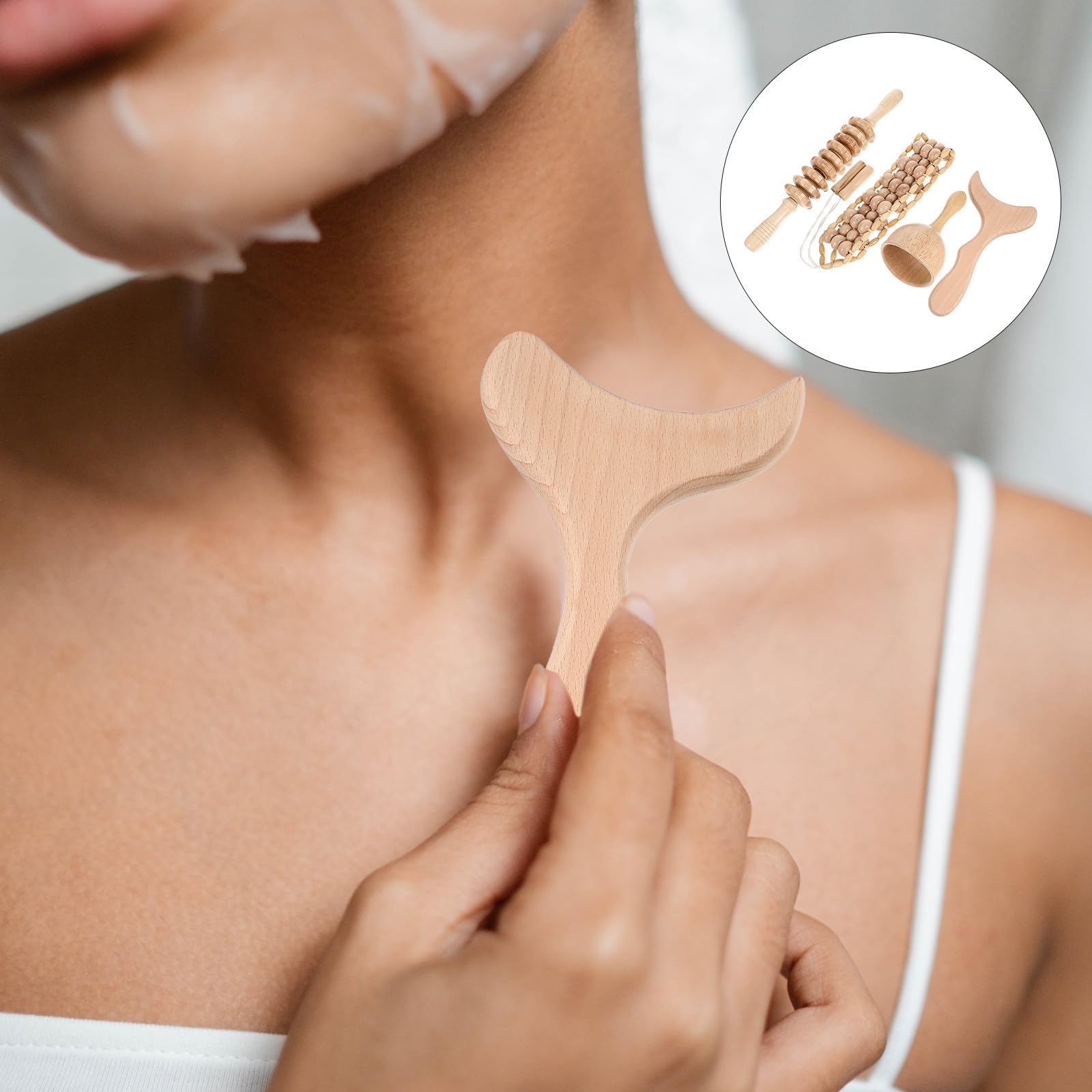 BESPORTBLE Tabla de Raspado Gua Sha de Madera, Palo de Masaje Corporal, Kit, Simple y Ligero, para Uso Doméstico, Masaje de Puntos de Acupuntura y Suelas