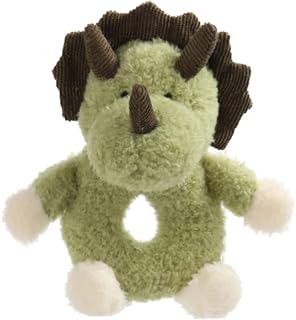 Apricot Lamb Baby Lovey Cute Triceratops Soft Rattle Toy Plush Stuffed Animal for Newborn Soft Hand Grip Shaker Over 0 Months (Green Triceratops, 6 Inches)