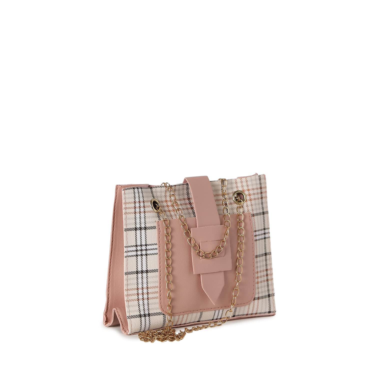 Haute Sauce Women checked sling bag with a pink flap (HSHB1236) 3
