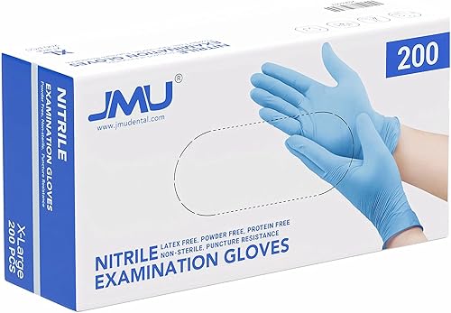 JMU Guantes de nitrilo sin látex, sin polvo, 200 unidadescaja, 6 cajasestuche, azul (mediano, grande, pequeño, XS) disponible en Yaxa Colombia