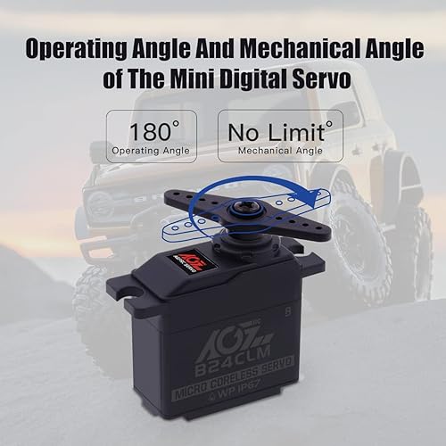 Vista 9 de AGFRC Mini servo-motor de dirección RC impermeable de 13.2 lbs - 0.085 segundos de alta velocidad HV Titanium Gear Servo digital sin núcleo
