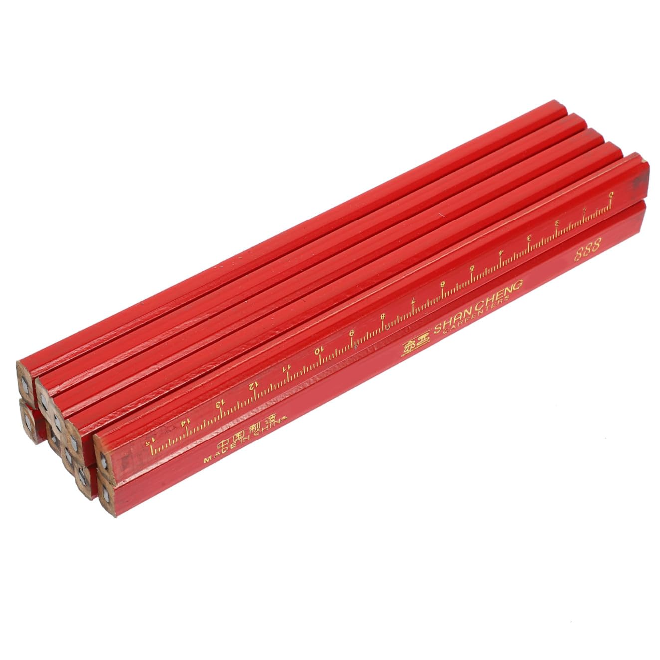 Housoutil Crayon de Charpentier Octogonal 72 Pièces en Bois Rouge | Surfaces Dures et Irrégulières, Mine Non Circulaire Résistante, Prise en Main Confortable