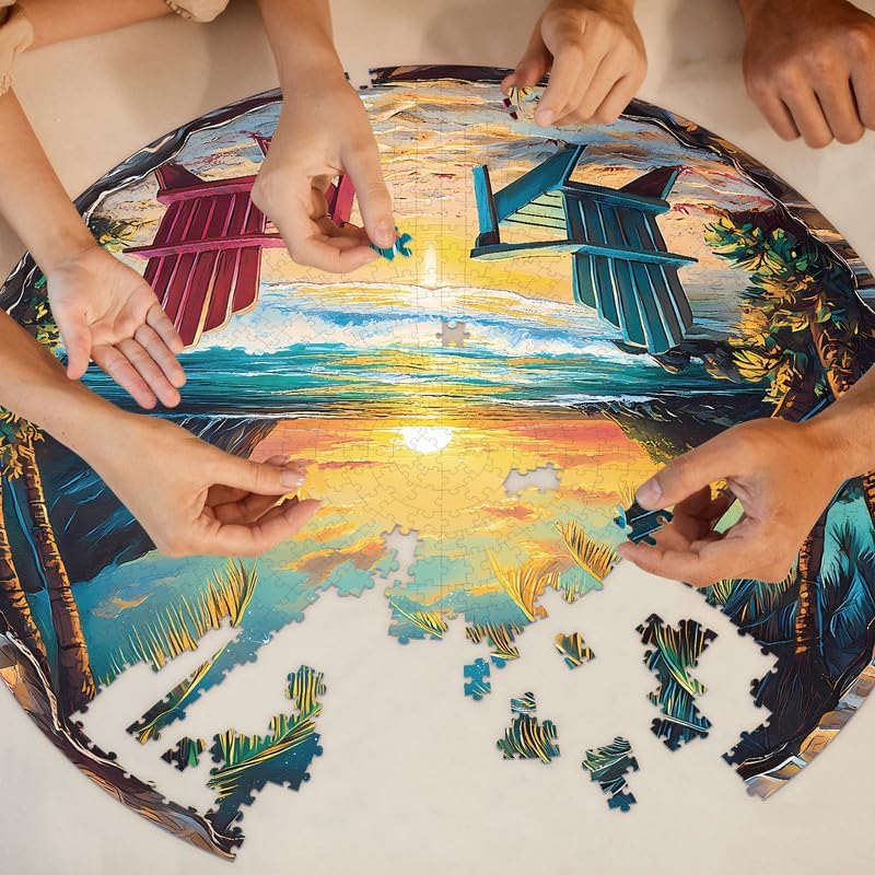 Jigfoxy Puzzles for Adults 1000 Pieces – Sunset Beach, Hard & Challenging Jigsaw, Relaxing Fun Game, Perfect Birthday for Puzzle Lovers, Home Décor