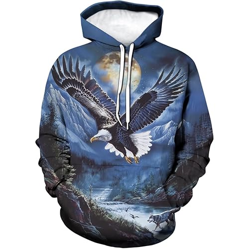 Novelty American Bald Eagle Hoodie Funny Eagle Graphic Sweatshirts