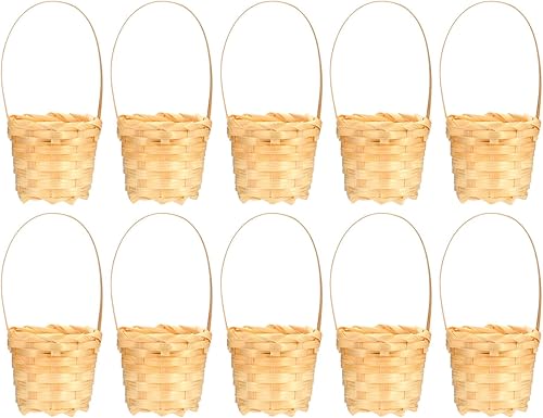 MAGICLULU Mini cestas tejidas con asas, 10 unidades, canasta tejida de Pascua en miniatura, estilo pastoral, cesta de almacenamiento para casa de MAGICLULU Mini cestas tejidas con asas, 10 unidades, canasta tejida de Pascua en miniatura, estilo pastoral, cesta de almacenamiento para casa de