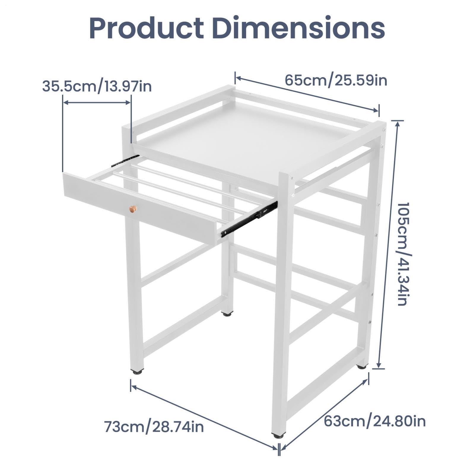 Generisch Waschmaschinen Trockner Schrank mit Auszug, 300 kg Tragfähigkeit Trockner Schrank, Regals für Waschmaschine, 75x63x105cm für Badezimmer Balkon Wäscheraum - Weiß