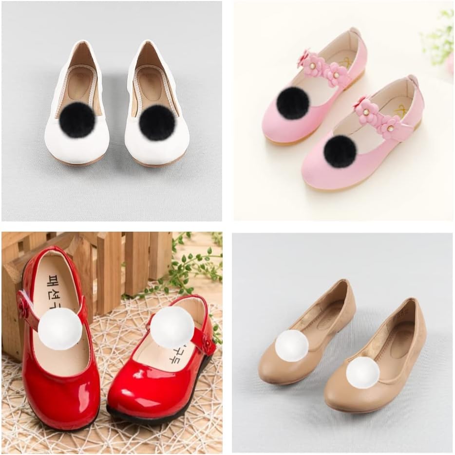 Miniatura 7 de W.Sealet Tinkerbell - Clips para zapatos, pompón de piel de visón esponjoso para mujeres, niñas, decoración de disfraz de campana, pompones blancos