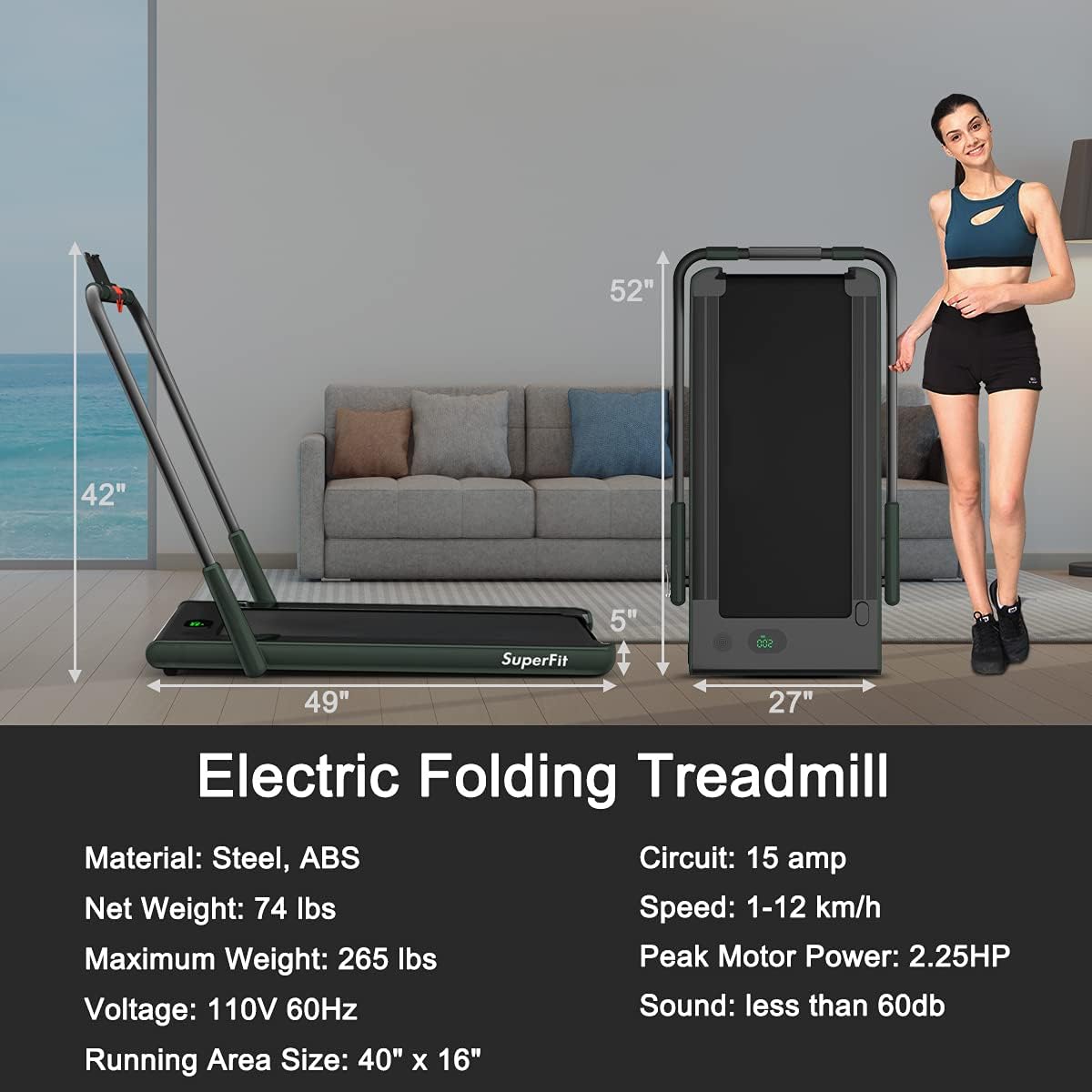 GYMAX Walking Pad, Foldable Under Desk Treadmill with LED Monitor, Remote Control, Smart App Control, Folding Portable Desk Treadmill for Office Standing Desk, Home Office Treadmill