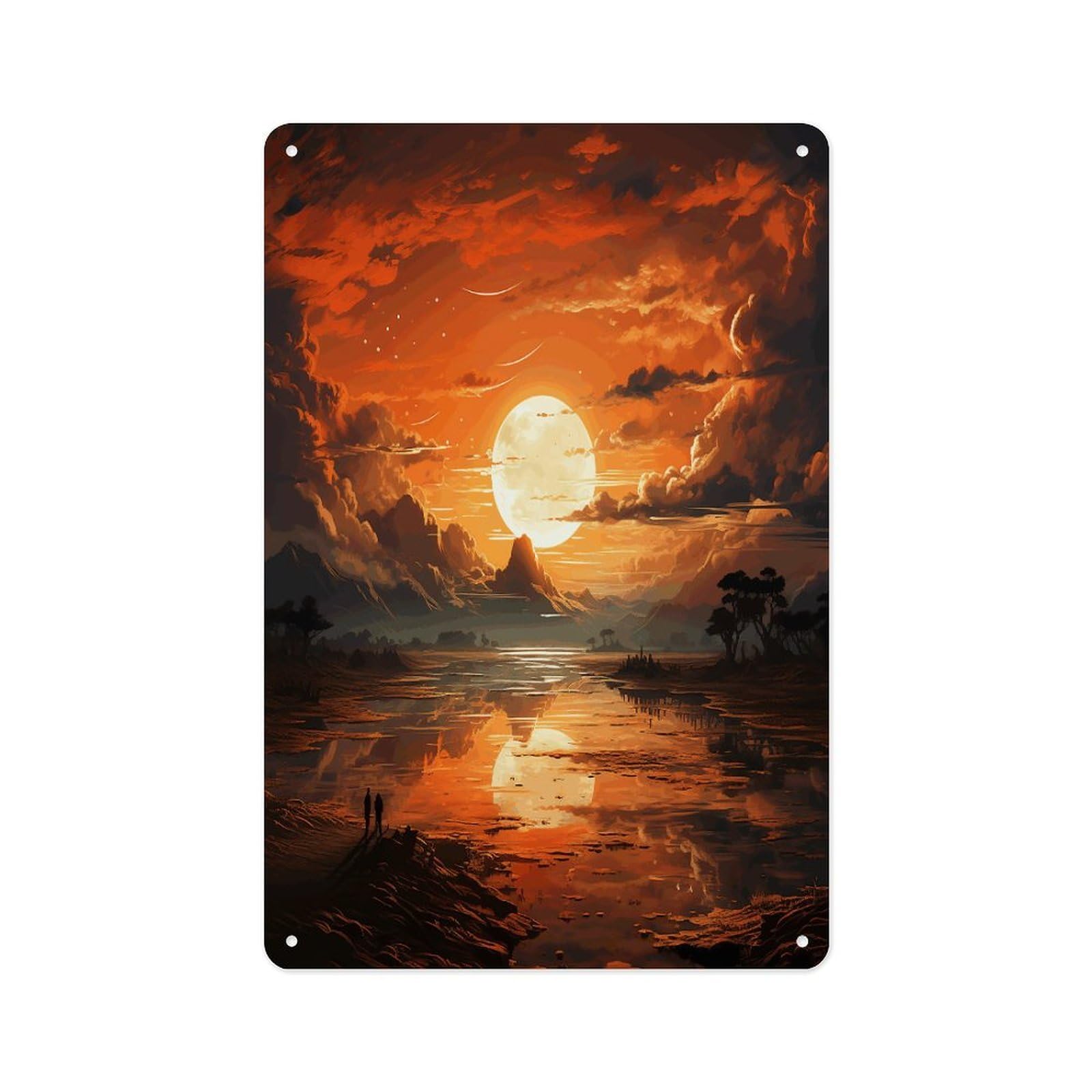 Fekiloot Style Orange Sky Wall Decor Metal Signs Tin Signs Poster