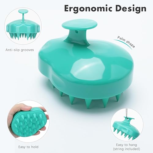 Miniatura 2 de FREATECH - Cepillo de champú para el cuero cabelludo con cerdas de silicona suaves y flexibles para el cuidado del cabello y la relajación de la