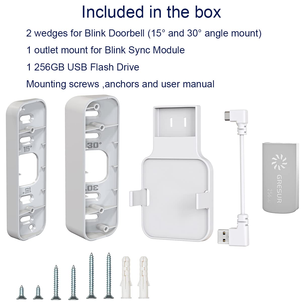 Buy 256GB Blink USB Flash Drive and Blink Doorbell Mount, Adjustable