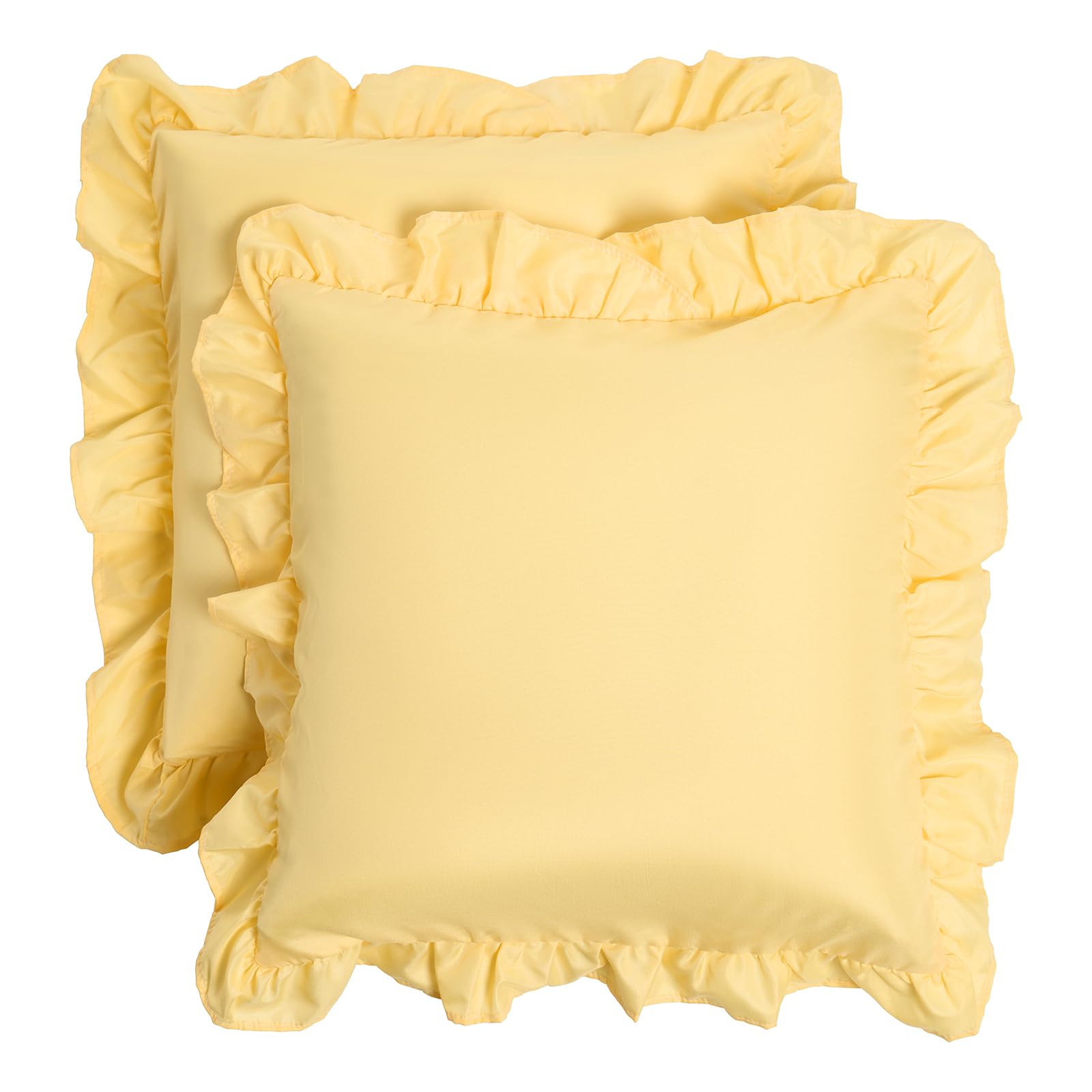Ohs Women's Lemon Cushion Covers 45 X 45 Set Of 2, Gifts For Soft Comfy Frill Edge Throw Pillow Covers With Invisible Zipper Sofa Cushions Home Decor For Bedroom Living Room,