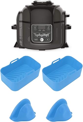 Miniatura 4 de Juego de 2 ollas de silicona para freidora y clip de mano, olla de silicona rectangular resistente al calor, forros de silicona para freidora de