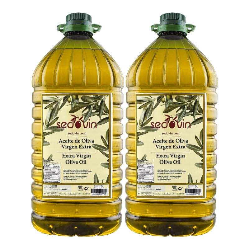 Pack 2× Aceite de Oliva Virgen Extra Sedovin – Garrafa 5 L (10 L Total) | Primera Extracción en Frío | 100% Aceituna Española | Ideal para Cocina, Ensaladas y Freír