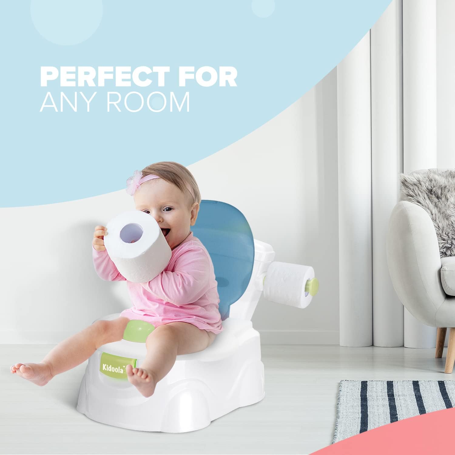 KIDOOLA Asiento de inodoro para entrenamiento de orinal | Asiento de inodoro con protector contra salpicaduras, forma divertida de mejorar el desarrollo de tu hijo, portátil, fácil de transportar como