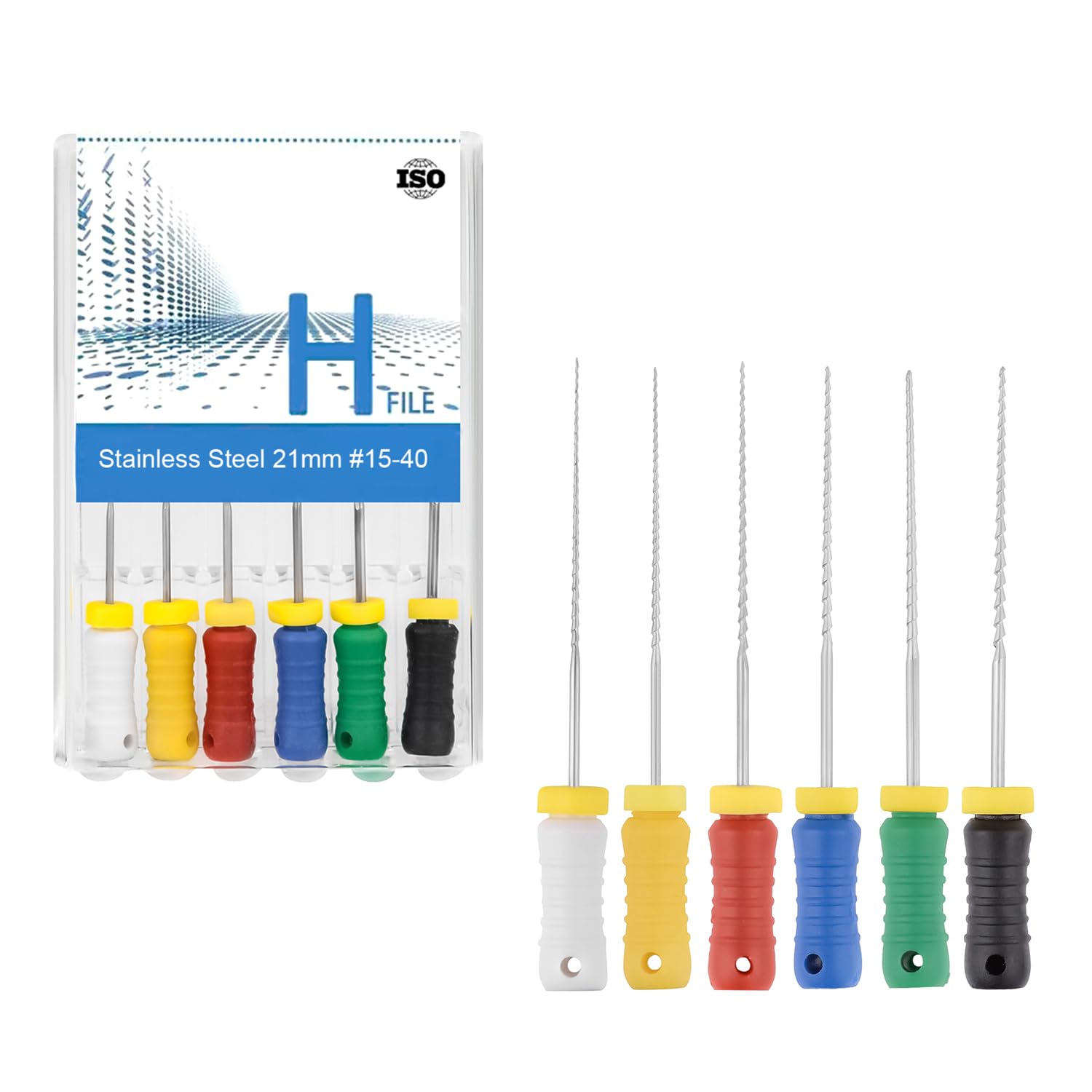 H-Files,Hand Use Stainless Steel H-Files 6pcs Mixed Packs （21mm/25mm (21mm(15-40))
