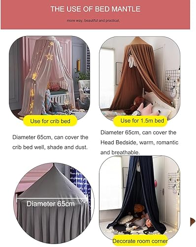 Miniatura 7 de Bunnikins & Clover Toldo de cama para decoración de dormitorio de niñas y niños, mosquitera de cúpula redonda para cuna, juego de castillo de