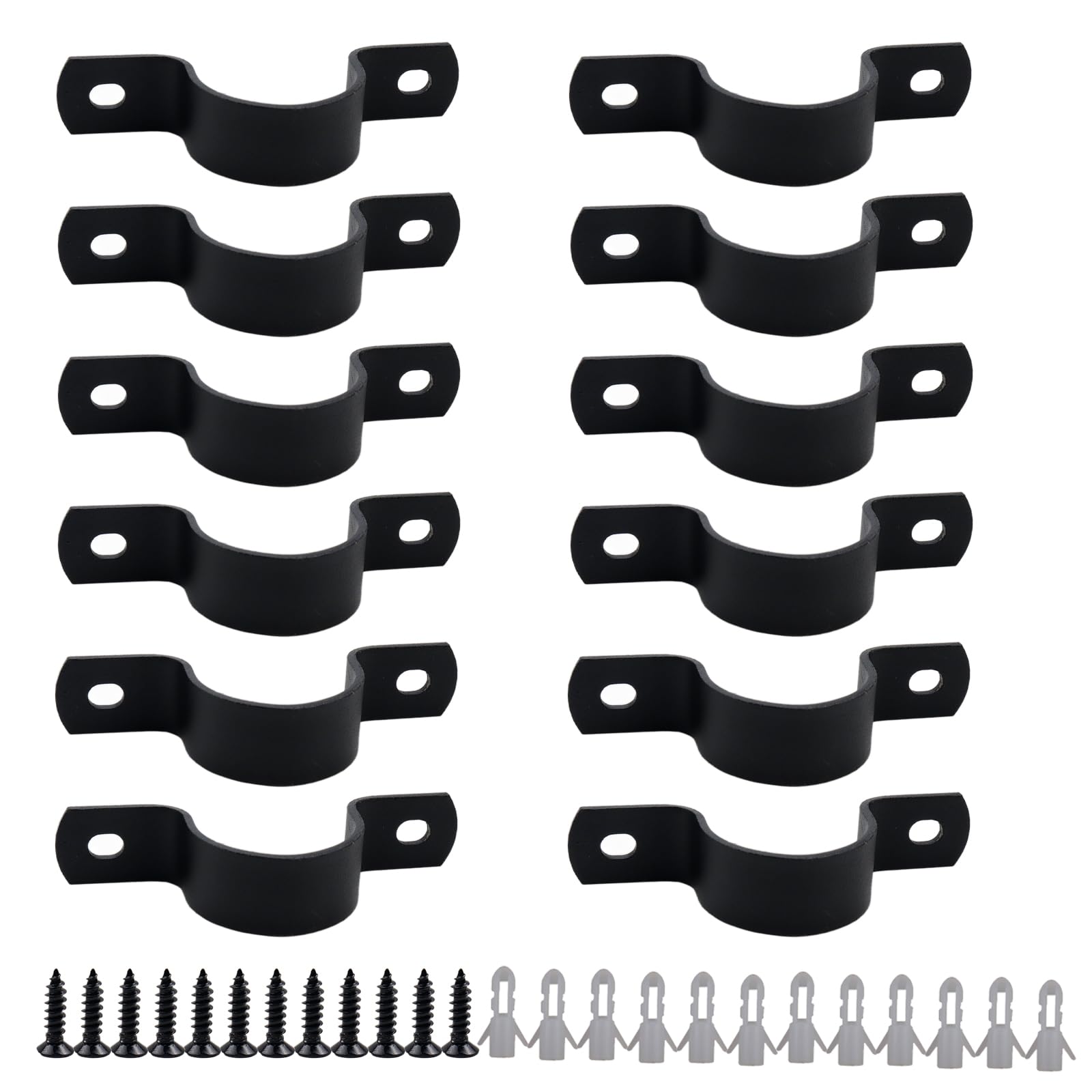 DN20 3/4 Inch Pipe Strap Clamps, Dual Hole U Bracket, 12Pcs