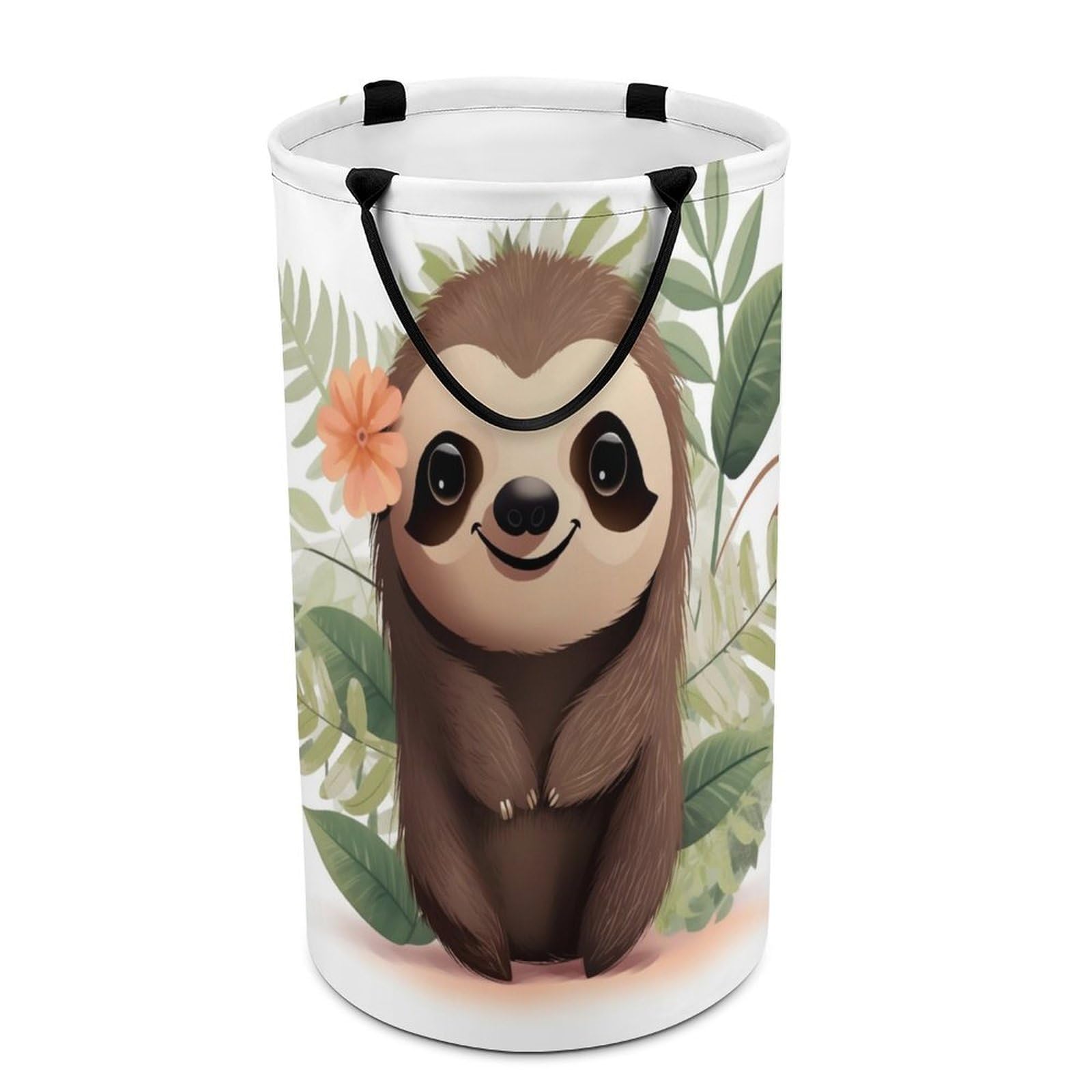 Cute Cartoon Sloth Laundry Basket Freestanding Laundry Hamper with Handles Waterproof Dirty Clothes Hamper Collapsible Washing Bin Aesthetic Clothes Basket for Bathroom Bedroom Dorm