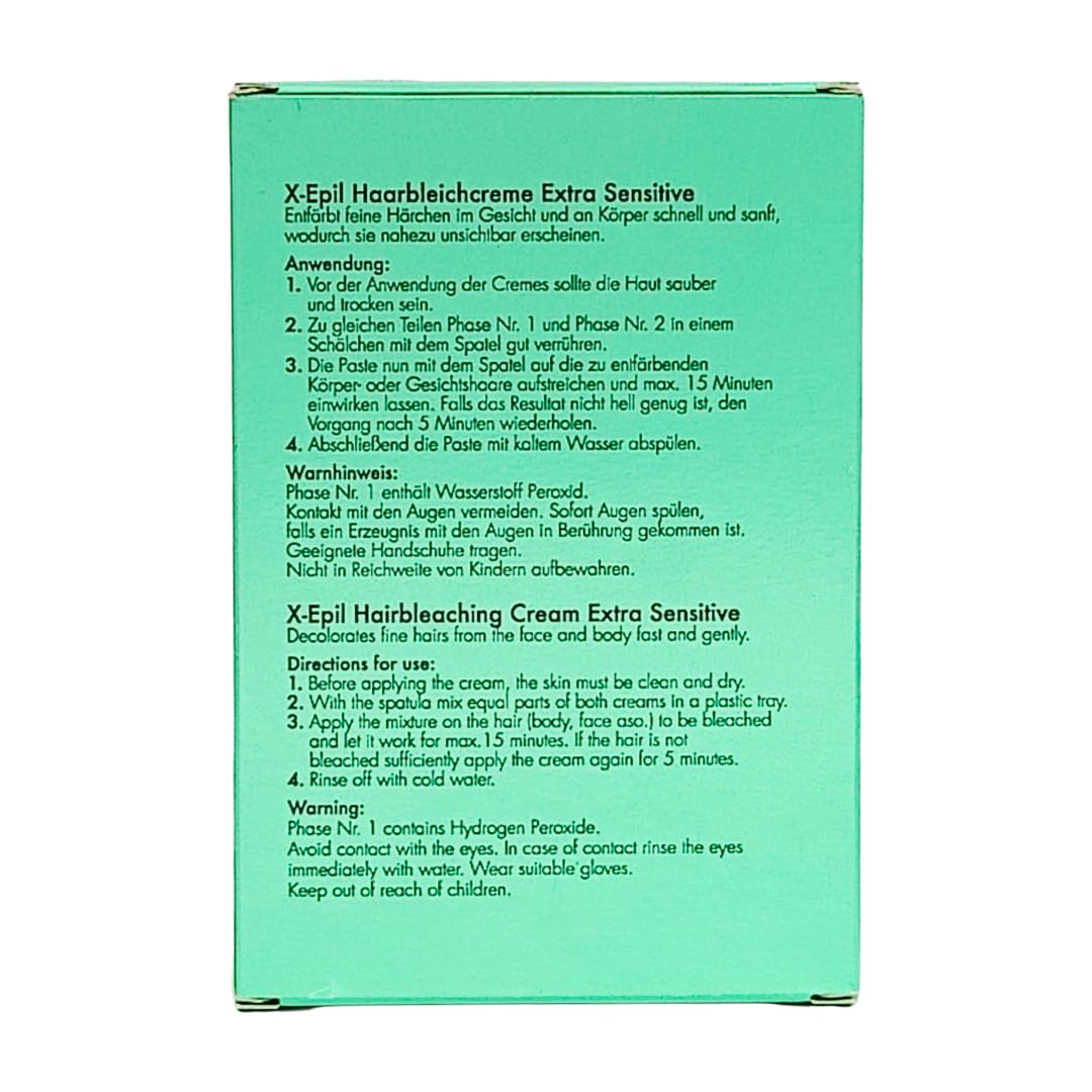 X-Epil Haarbleichcreme Extra Sensitive 2x 40 ml I Für sensible und empflindliche Haut an Gesicht und Körper I Bleichcreme I Haaraufhellung I Sanft, gründlich, schnell I Spar-Set plus give-away 1er Set