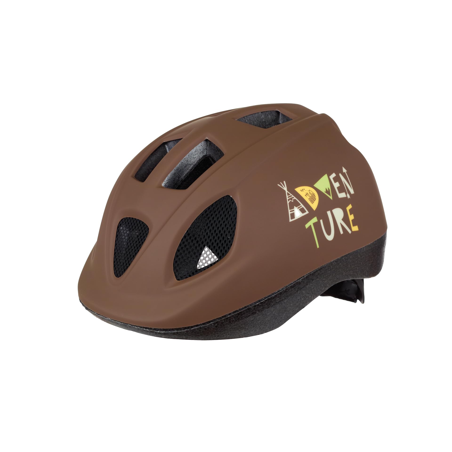 POLISPORT 8740300049 - Kask rowerowy XS Kids Adventure dla dzieci z regulacją (46-53cm) z certyfikatem CE do jazdy na rowerze, deskorolce, w kolorze Brązowym