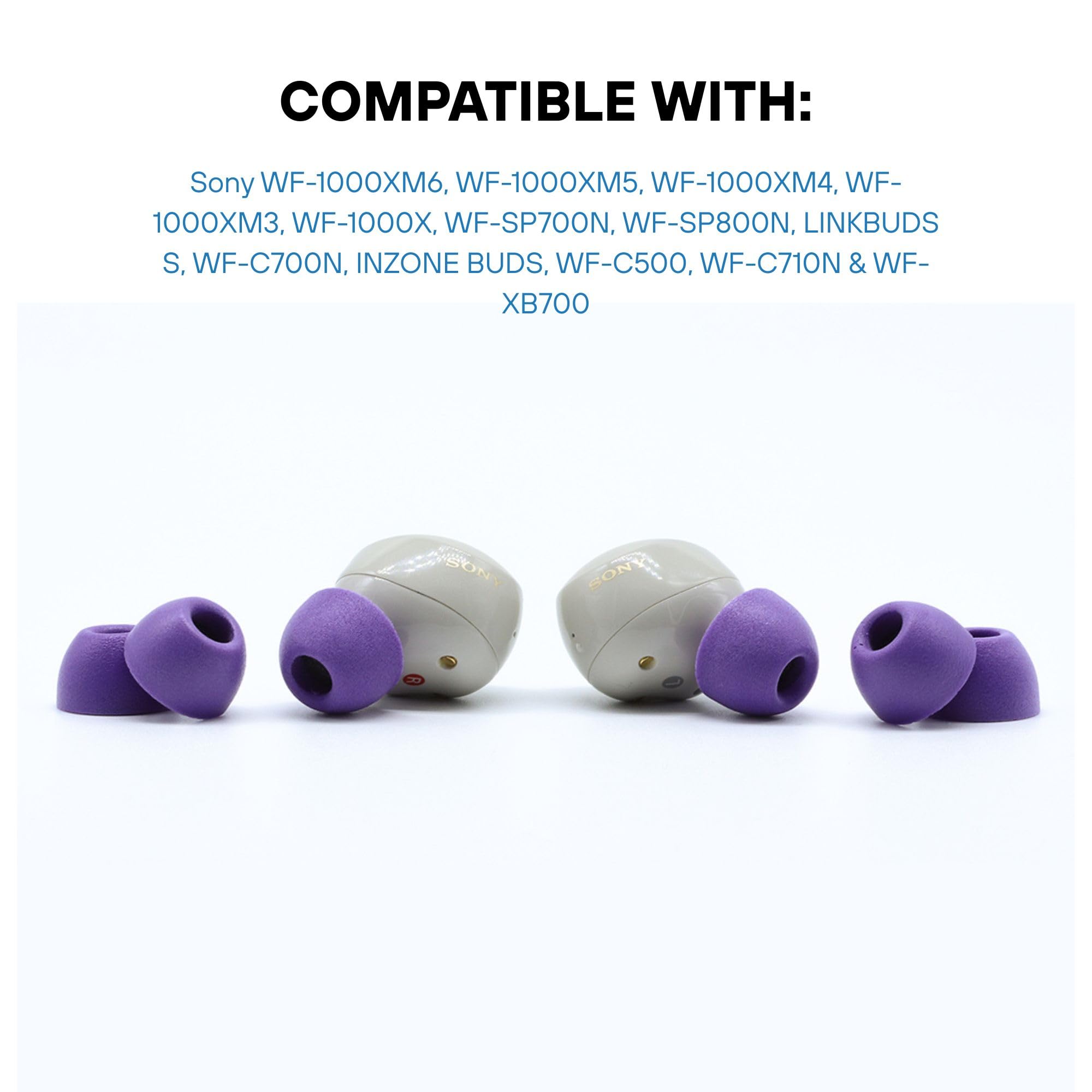 Comply Foam Ear Tips for Sony TrueWireless Earbuds, Small, 3 Pairs, Lilac Purple, Ultimate Comfort, Unshakeable Fit, Earbud Replacement Tip, Made in The USA