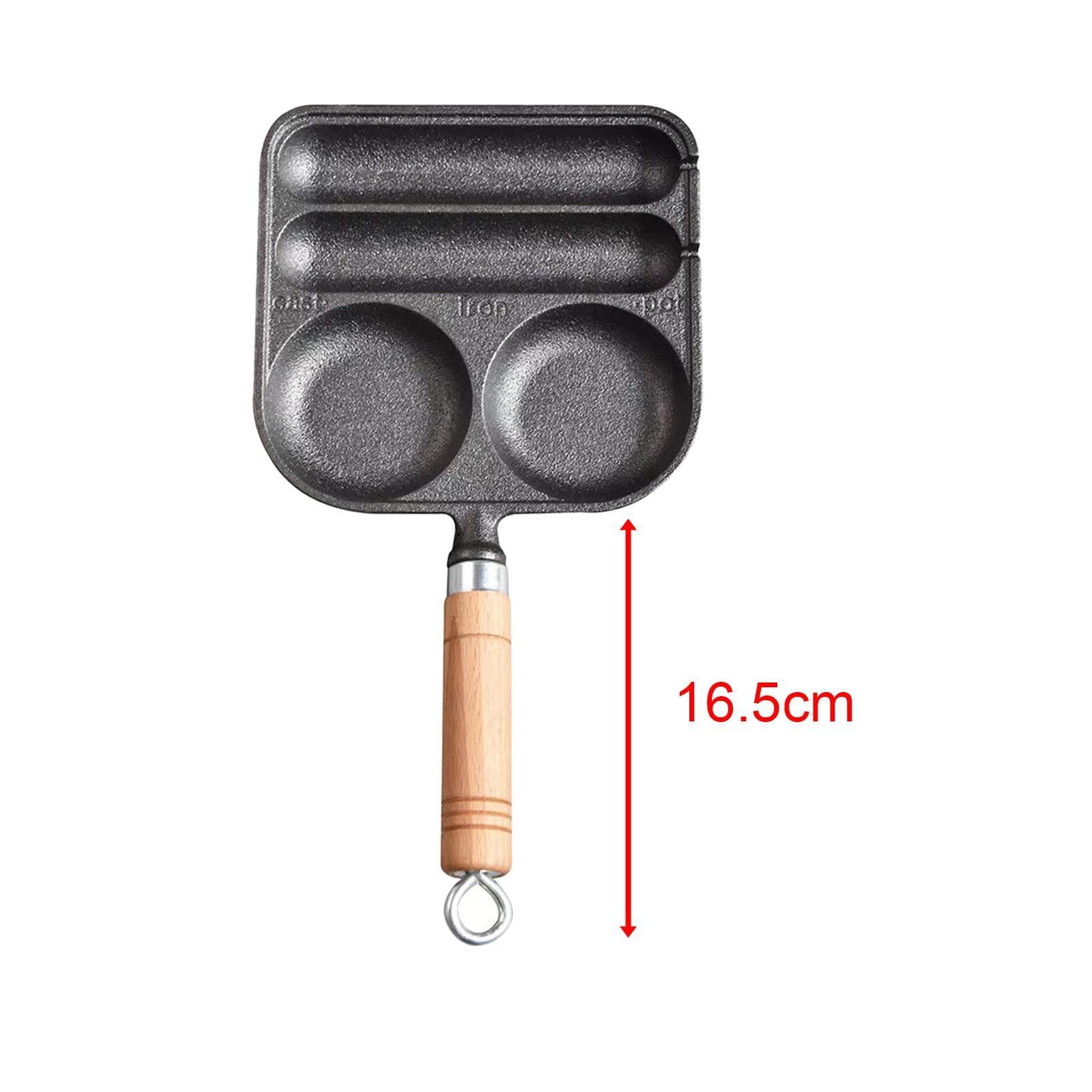 Fenteer Sausage and Eggs Grilling Pan, Hot Dog Presser Maker, Homemade 4 Cavity Cast Iron Non Coating DIY Waffle Corn Dog Grill Pan for Outdoor, Baking