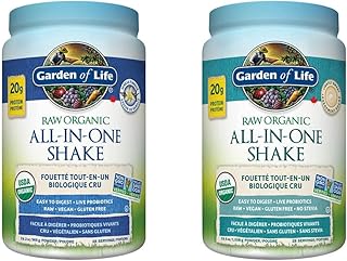Garden of Life Raw All-in-One Nutritional Shake, Vanilla, 969g. Packed & Raw All-in-One Nutritional Shake, Lightly Sweet, 1038g. Packed with 20 grams of Certified