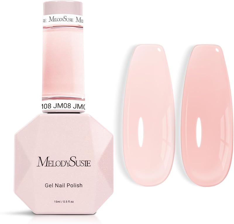MelodySusie Jeweliver Esmalte de uñas de gel desnudo, 0.5 onzas líquidas, esmalte de gel lechoso, color pastel, remojo de luz LED UV, regalo para mujeres, manicura, arte de uñas, bricolaje en casa JM08
