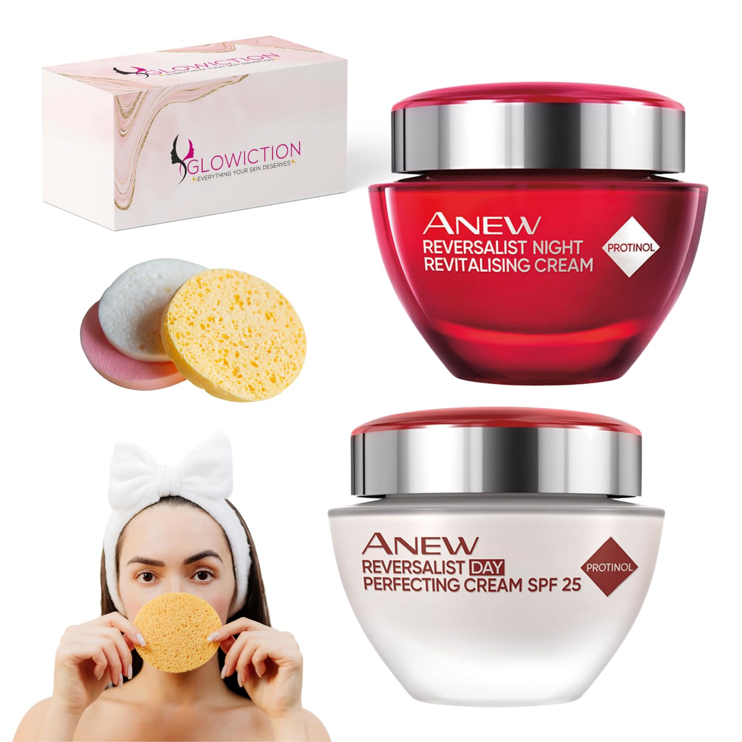 Avon Anew Reversalist Day Cream moisturizer for face SPF25,Skin Care,Reversalist Night Cream,Facial Care Set