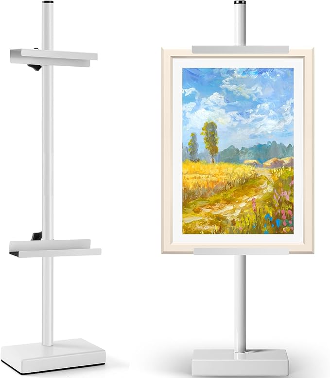 Adjustable Tabletop Easel Stand, Picture Easels for Display up to 28.5 Inches, Heavy Duty Metal Picture Frame Holder for Artwork, Signs & Certificates Display Stand(White)