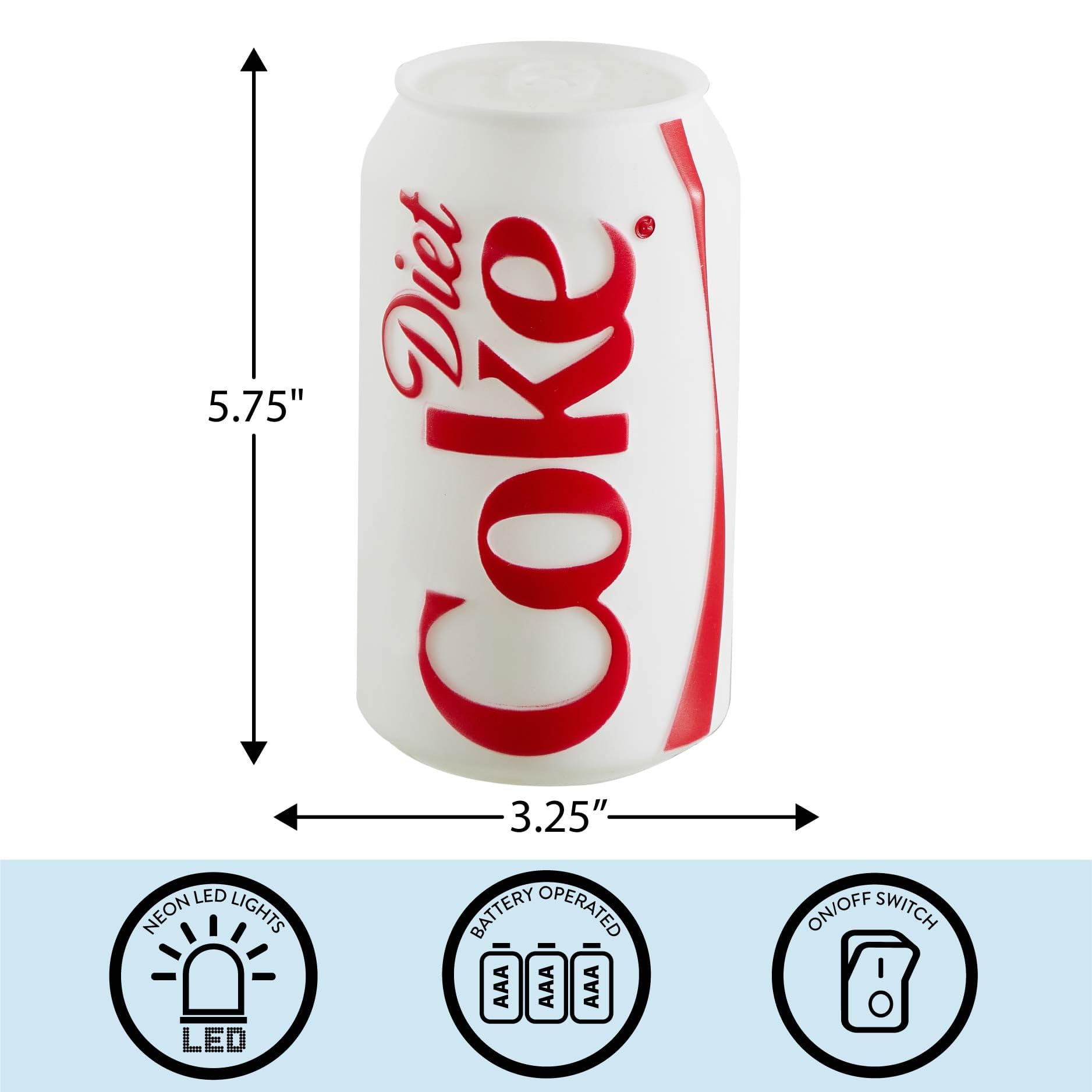 Diet Coke Squishy Night Light 5.7" LED Soft Mood Lamp for Decor, Kids Bedrooms, Collectors & Gift Giving