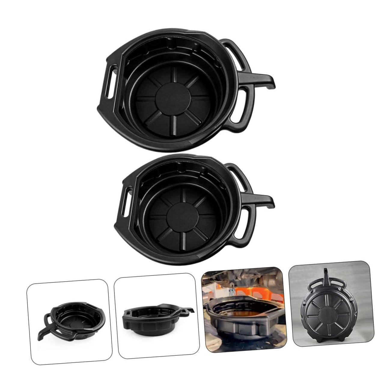 Healeved Bandeja De Goteo para Cambio De Aceite 2 Piezas (10l y 15l) En PE Duradero para Taller Automotor, Almacenamiento De Residuos De Aceite, Mantenimiento De Vehículos