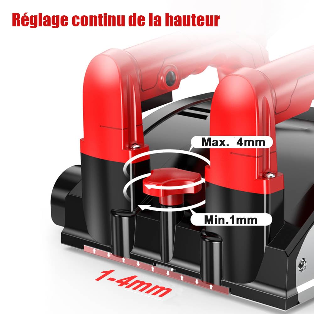 XIIW Fraiseuse à béton 1600W 4000UPM Fraiseuse à rouleau Fraiseuse de rénovation Fraiseuse à enduit Fraiseuse à maçonnerie Ponceuse à béton Fraiseuse à rouleau Fraiseuse plane Fraiseuse pour mur Béton