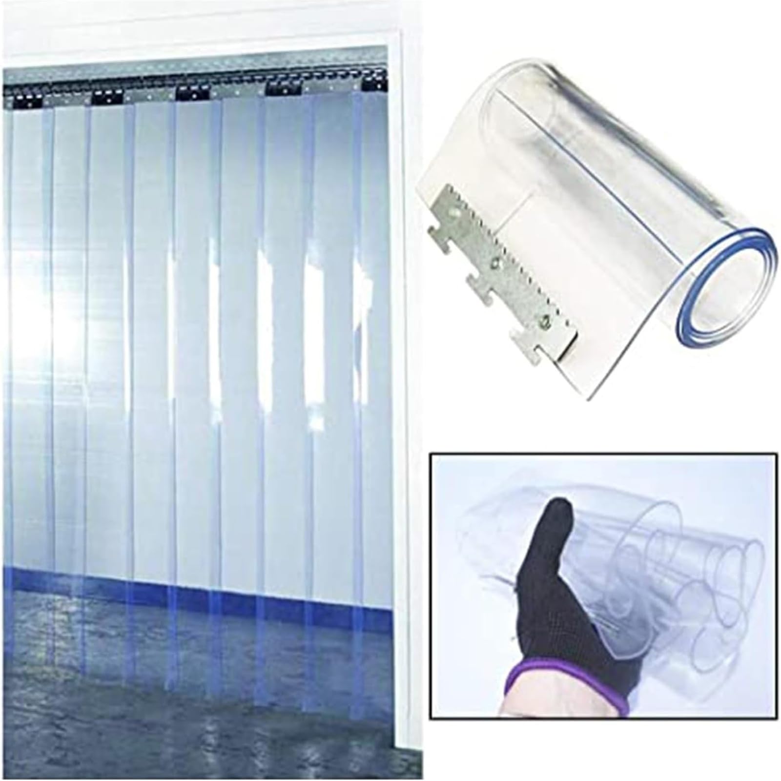 Rideau en PVC Transparent, Rideaux À Lamelles en PVC Rideau Lamelle Plastique Rideau Laniere PVC Convient aux Couloirs Hall, Partitions Transparentes(150x230cm/59.05x90.55in)