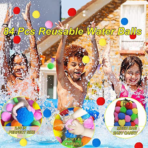 84-Pcs-Reusable-Water-Balls-Reusable-Water-Balloons-for-Outdoor-Toys-and-Games-Water-Toys-for-Kids-and-Adults-Boys-and-Girls-Summer-Toys-Ball-for-Pool-and-Backyard-Fun