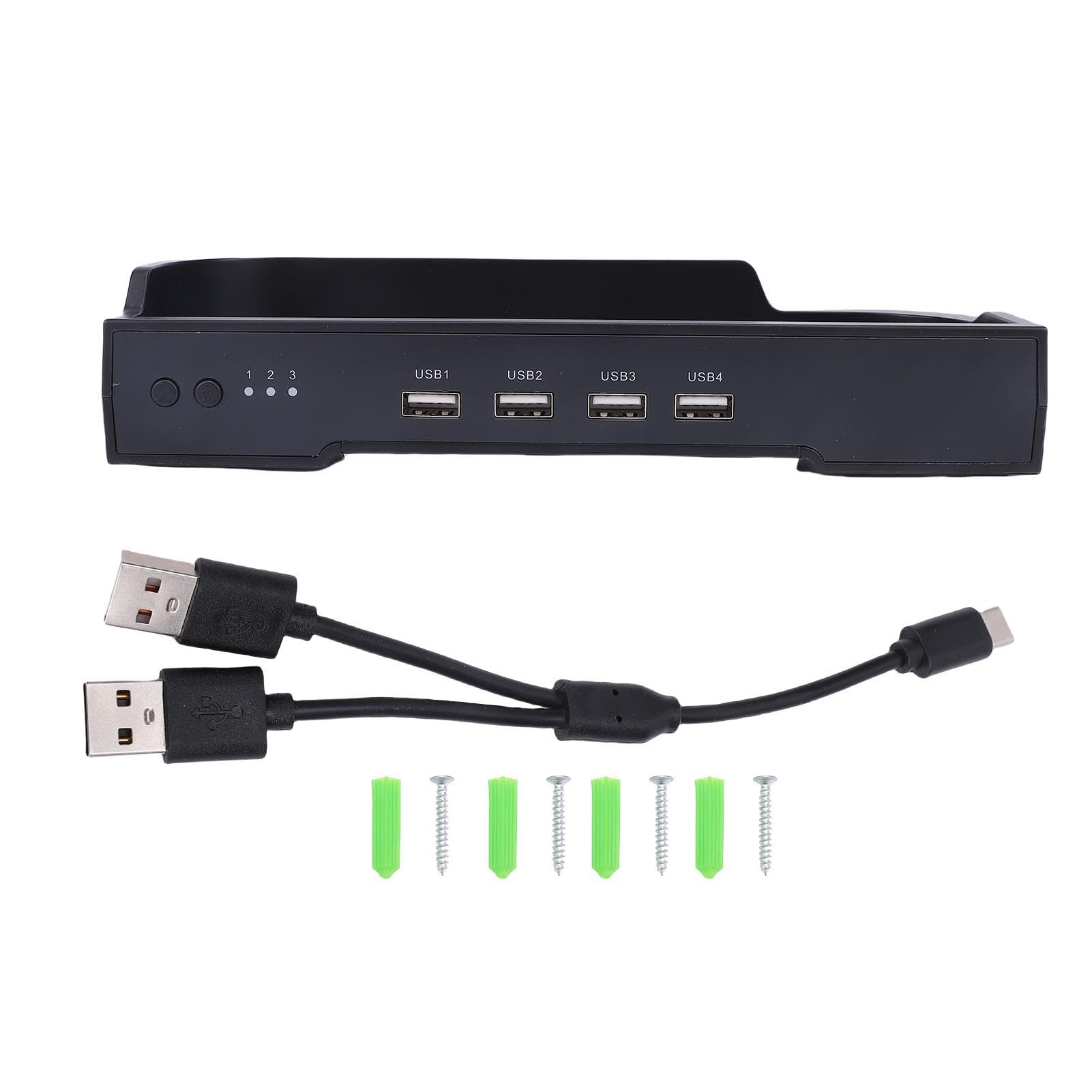 Lylithuif Base per ventola di raffreddamento adatta per 2 Doppia ventola 4 porte HUB USB 3 velocità 8 modalità RGB Console di gioco Docking station per montaggio a parete per