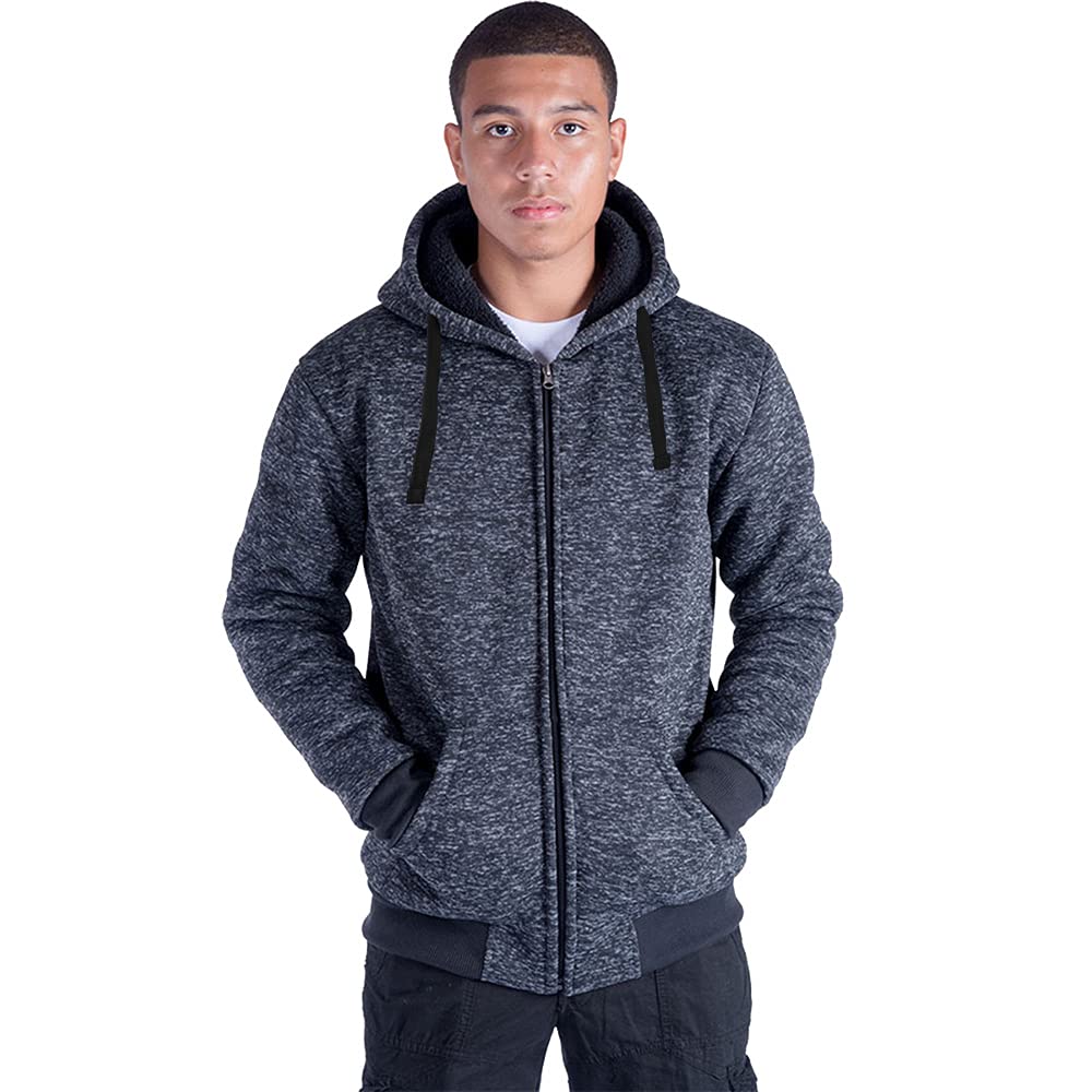 LeeHanTon Heavyweight Hoodies for Men Jackets Comfy Sherpa Lined Zip Up Hoodie Coats with Pockets Outerwear