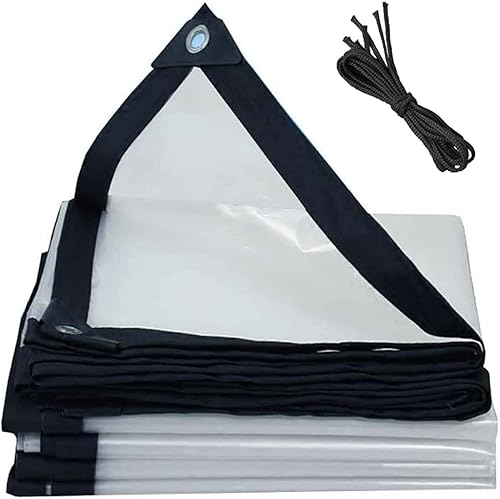 Lonas transparentes de polietileno transparente de 7 x 10 pies, lona resistente al agua, cubierta de lona impermeable, lona con ojales duradera para