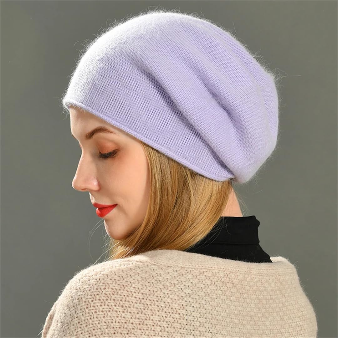 Gorros Holgados Para Mujer, Gorros De Lana De Cachemira Pura, Gorro De Punto Para Niña, Gorro Cálido De Invierno Para Exteriores