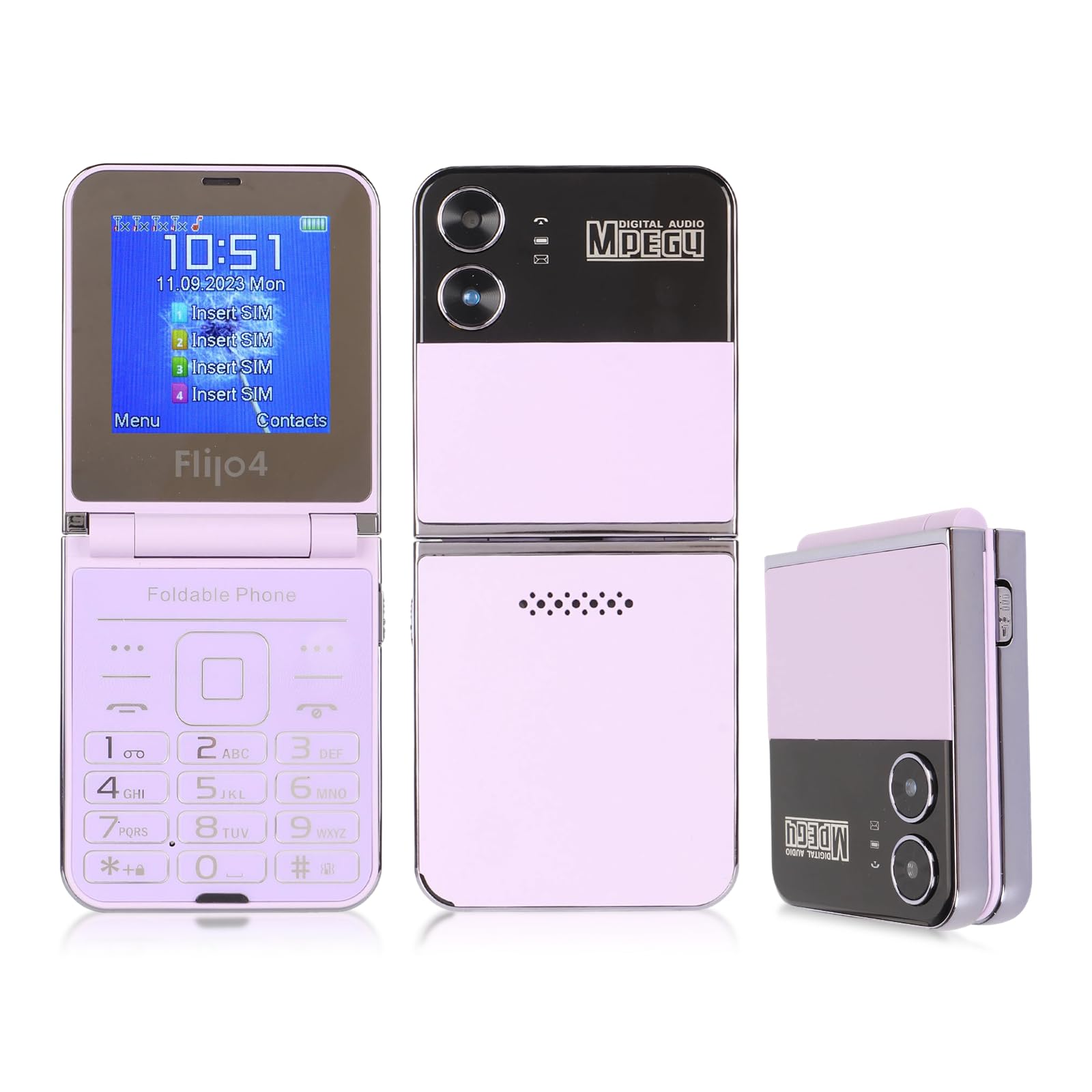 Teléfono Móvil para Personas Mayores con Tapa, Diseño con Tapa, Pantalla Dual, Botones Grandes, Marcación Rápida, Sonido Claro, Cámara HD, Linterna LED (Purple)