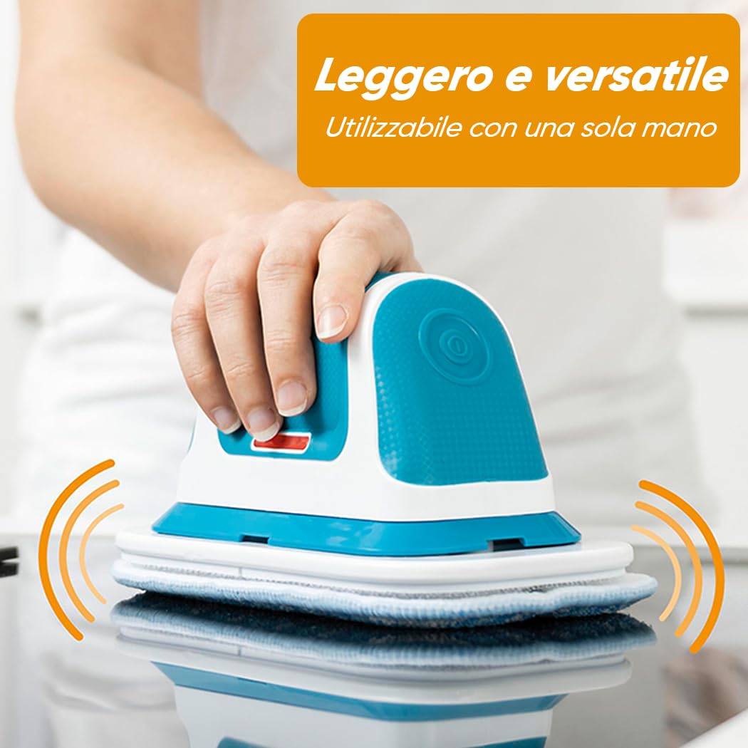 Mediawave Store - Lavapavimenti Lucidatrice Multifunzione, Scrubber Elettrico Multisuperficie Wireless, Spazzola per Pulizia della Casa con Tecnologia a Vibrazioni, Lava Pavimenti con Asta Telescopica