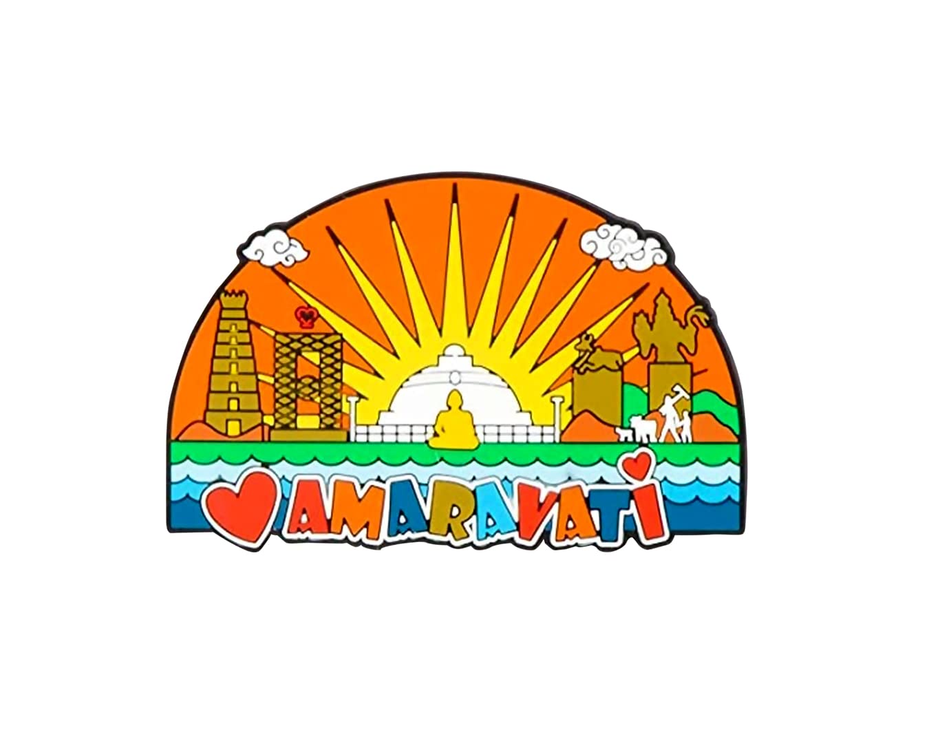 TC The Customizers Set of 1 Amaravati Printed Fridge Magnet Set Funky and Quirky Designs || MDF Wood Material Magent for Fridge Decoration || Fridge Magnets Refrigerator Stylish Set Kitchen