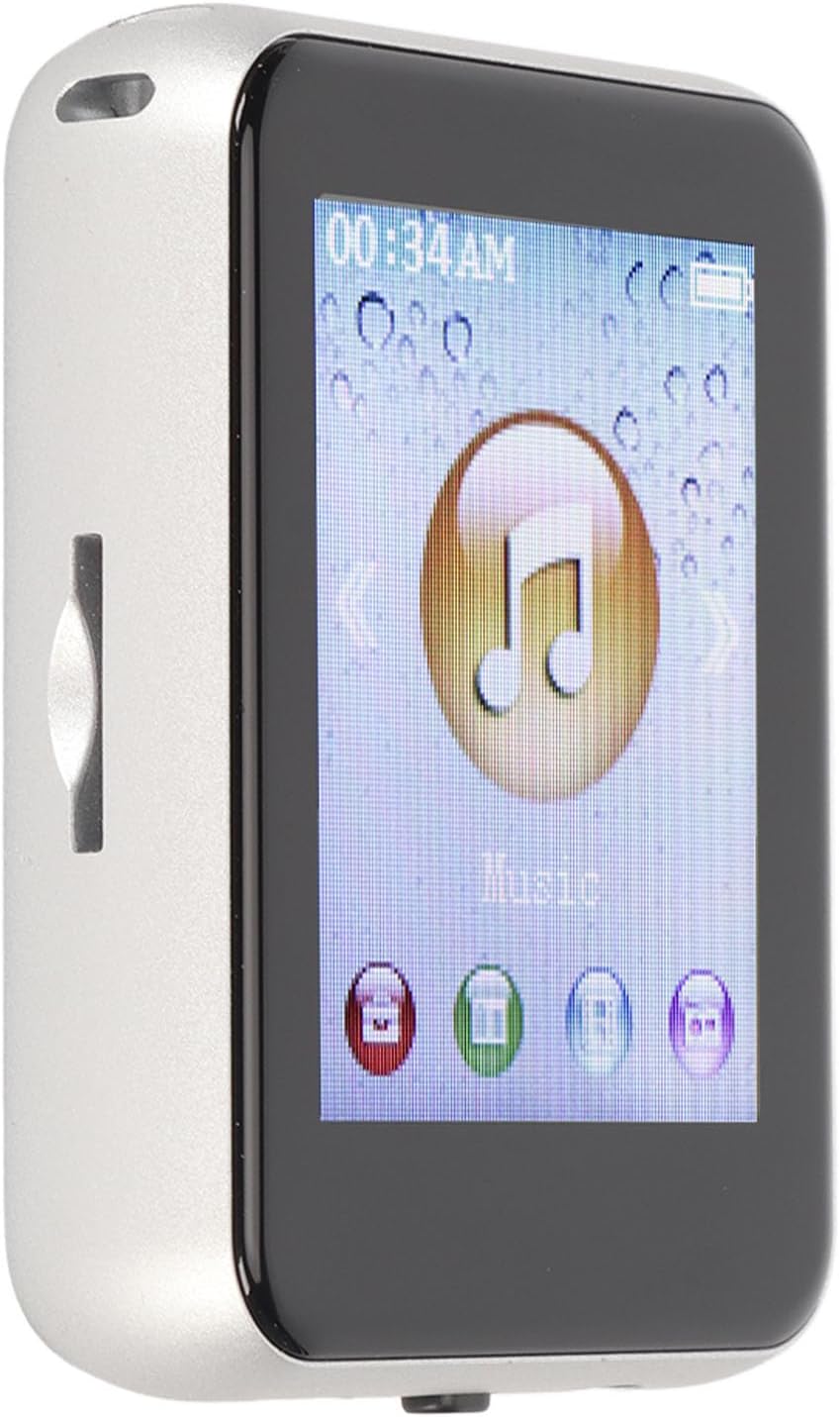 MP3 Player, HiFi Lossless Bluetooth Player, 1.8 Inch , Built in Speakers, Support Pedometer Recording Electronic Book, 8G Expandable (Silver)