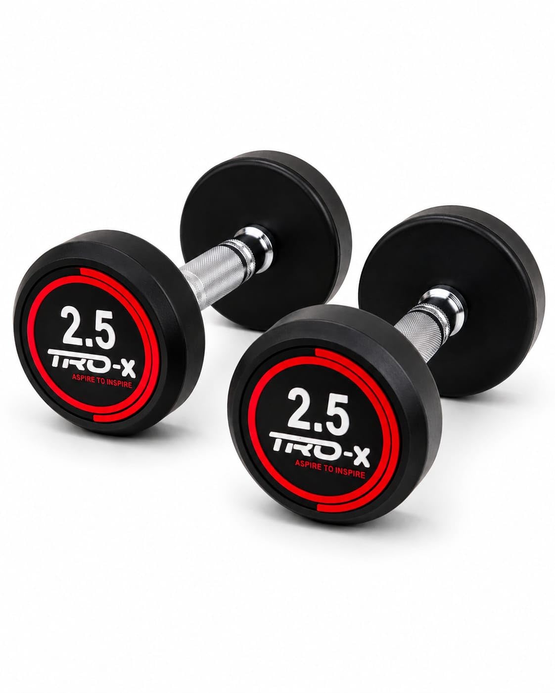 TRO-X Round Rubber Dumbbell Pair, 2.5 KG Each, Anti-Slip Knurled Steel Handle, Floor Safe, Noise Free-image-47