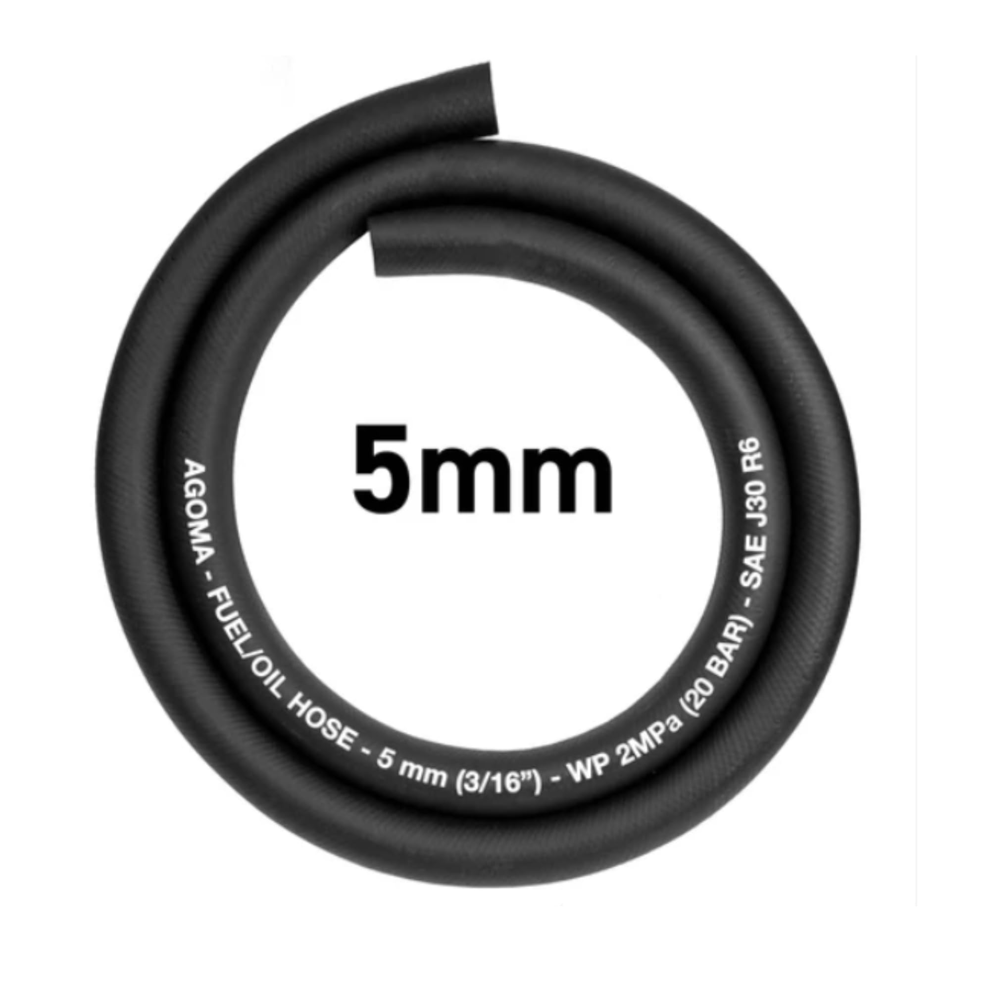 5mm x 3meter Fuel Hose - Reinforced Rubber Hose for Fuel, Diesel, Petrol, Water - Oil-Resistant Flexible Pipe for Engine Fuels, Industrial Use