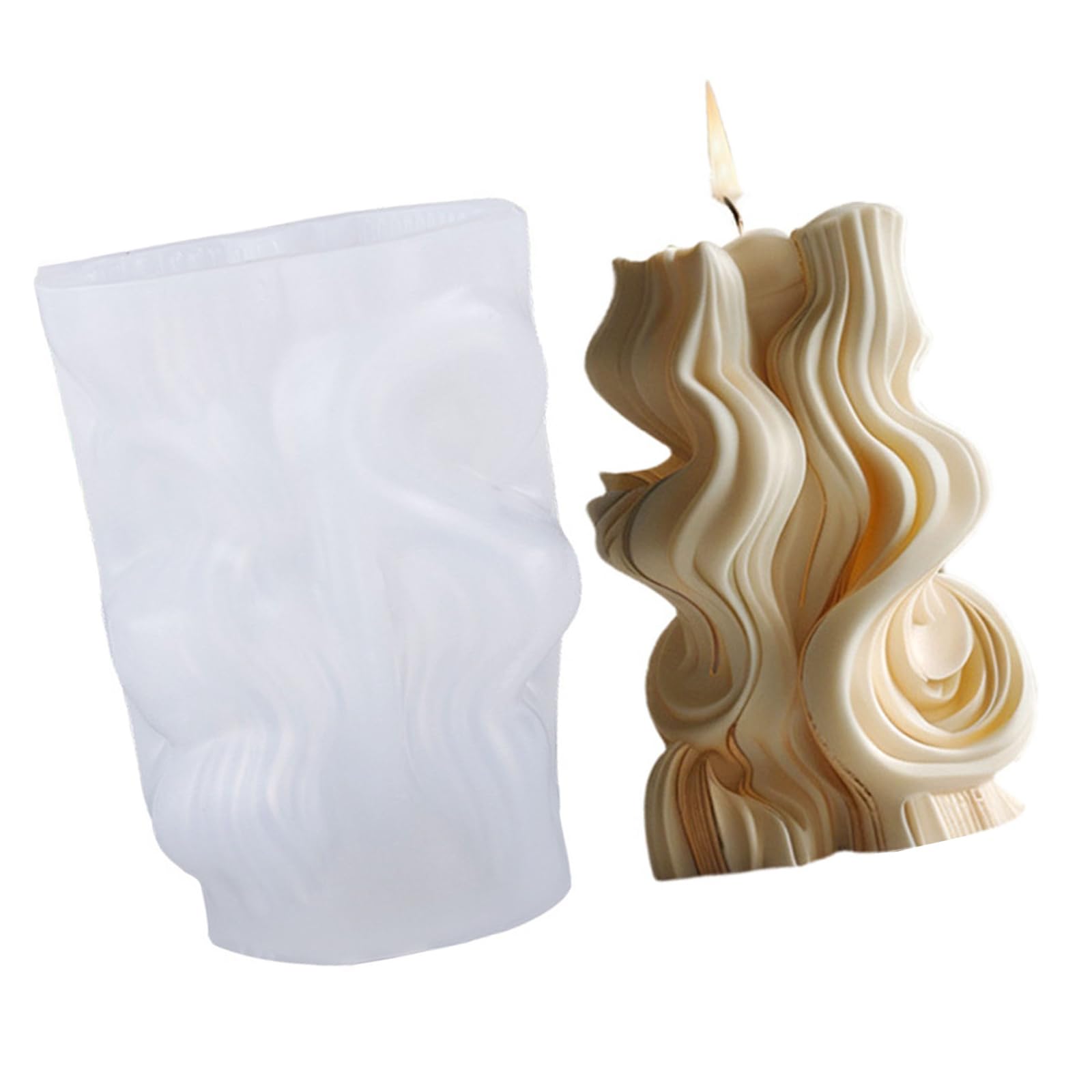 Jazuaiao Waved Pillar Molds Castings Ornament Epoxy Resin Flower Shape Silicone Plasters Molds Silicone Spirals